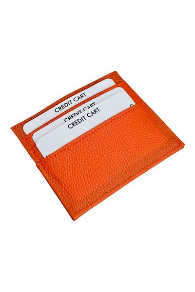 Süzer Deri Orange Faux Leather Unisex Credit Card Holder - Prs-Cloud-Orange