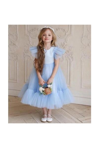 Mashotrend Lozere Kız Çocuk Amerikan Satenli Tüllü Abiye, Kız Çocuk  Abiye, Mezuniyet Elbisesi Balo Elbisesi