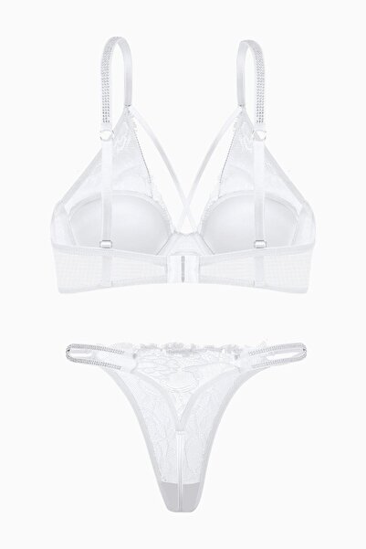 Wonna Stone Detailed Lace Bra Panty Set - Fashion - 2575 - Ecru