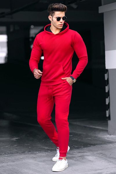 BayBayan Ανδρικό Trend Model 3 Thread Casual Oversize Σετ αθλητικής φόρμας