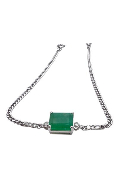 9Kmücevher Pırlanta Süslemeli Zümrüt Tasarım Altın Bileklik