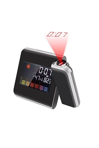 UpWay Projektörlü Lcd Ekranlı Dijital Masa Saati Yansıtmalı Tarih Derece Nem