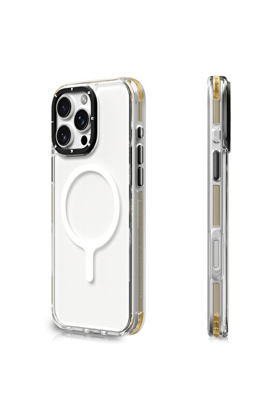 Youngkit iPhone 16 Pro Max Uyumlu Kılıf Magsafe Şarj Özellikli YoungKit Crystal Color Serisi Kapak Sarı