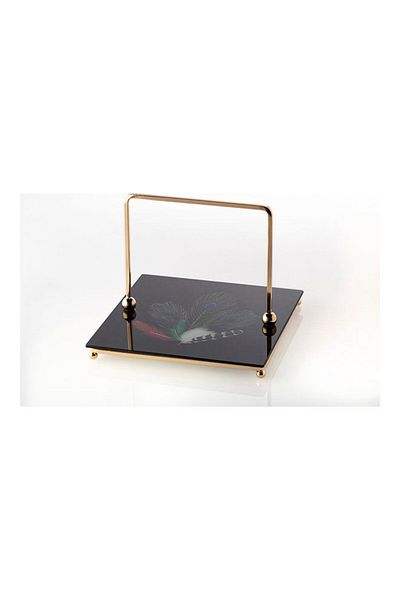 Dania Single Serving Plate With Holder Black/Gold 24 x 24 x 19cm