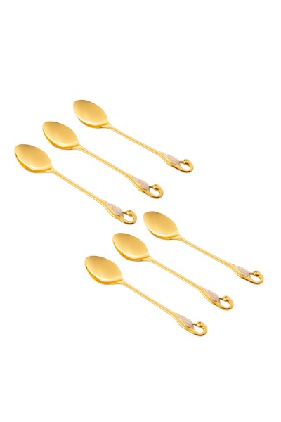 Dania طقم ملاعق شاي مكون من 6 قطع، ذهبي، يد مزخرفة على شكل بجعة