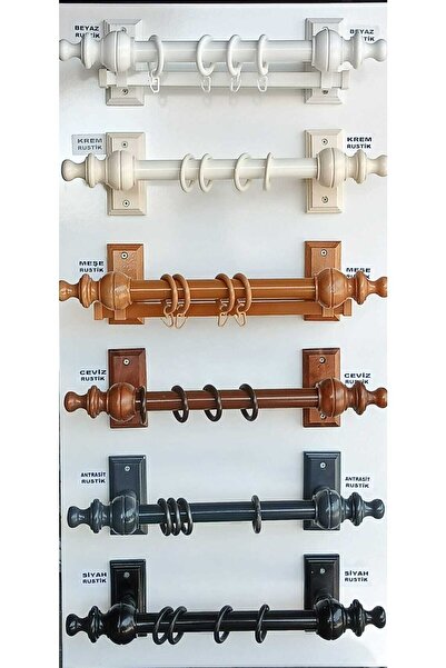 özdeğer home 225cm Antrasit Tek Raylı Rustik Perde Askısı 2li Korniş Halkalı ...