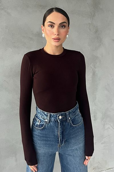 Seda Yalçın Atelier Bitter Brown Basic Long Sleeve Bodysuit