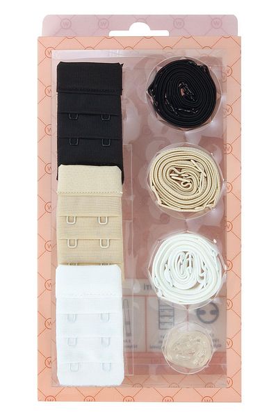 Wonna Set sutien și accesorii - 3 cleme de extensie, 4 bretele pentru sutien - negru, piele, ecru, transparent
