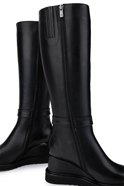 Tamer Tanca Kadın Hakiki Deri Siyah Deri Casual Çizme