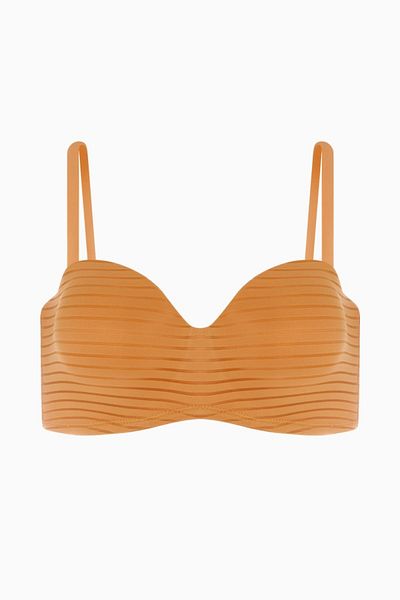 Wonna Sutien fără bretele cu dungi muștar - cupă întreagă cu push-up, căptușită și cu sârmă - 2516