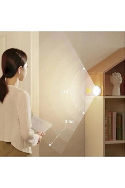 Nirnisa 1 Adet 8 Led Hareket Sensörlü Beyaz Işık Usb Şarjlı Mıknatıslı Merdiven Oda Dolap Işığı Gece Lambası