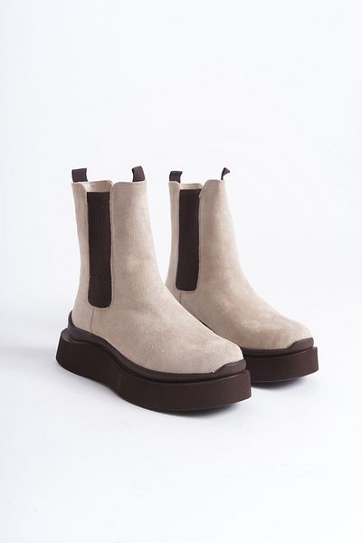 Lizzu Γυναικείες μπότες Yedra Beige Brown - Σχέδιο και ελαστική σόλα