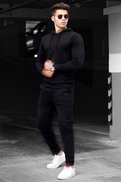 BayBayan Ανδρικό Trend Model 3 Thread Casual Oversize Σετ αθλητικής φόρμας