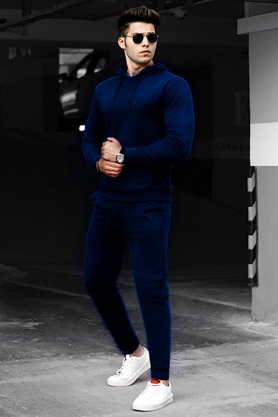 BayBayan Ανδρικό Trend Model 3 Thread Casual Oversize Σετ αθλητικής φόρμας