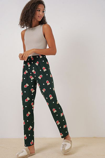 Bigdart Pantaloni de pijama cu model verde smarald 4323