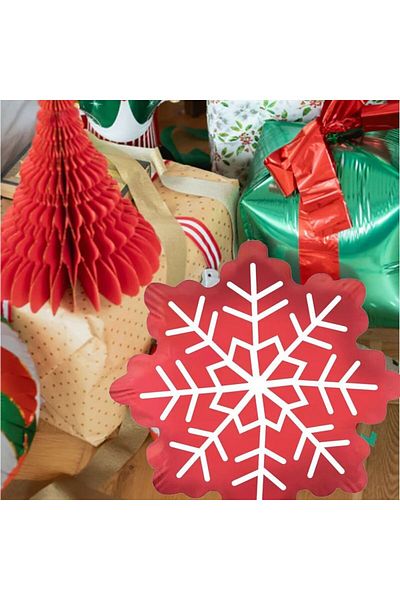 aşkın concept New Year Red Color Snowflake Shaped Foil Balloon 53X45 cm