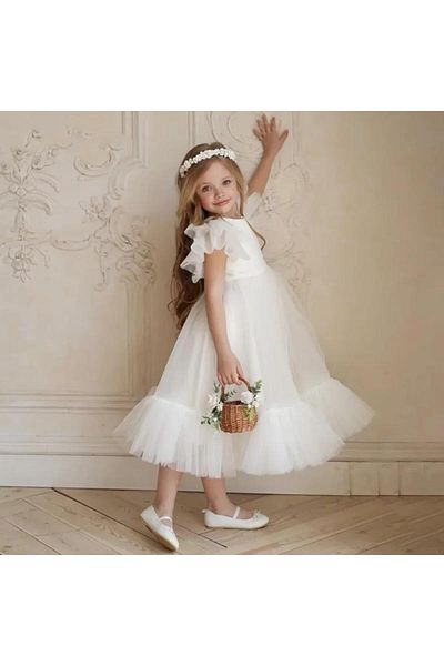 Mashotrend Lozere Girl's Tulle American Satin βραδινό φόρεμα - Φόρεμα αποφοίτησης και χορού