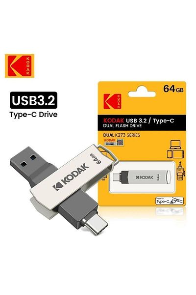 Kodak 64Gb K273 to Type-C and USB 3.2 Super Speed with Input for iPhone 15/16 for Phones
