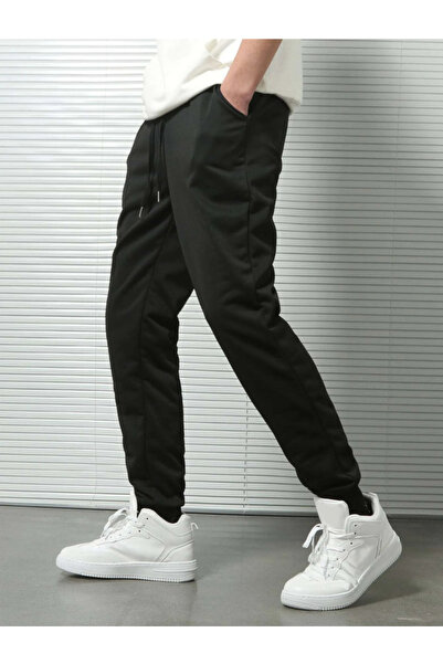 yx yustex sport Ανδρικό casual μαύρο ελαστικό παντελόνι φόρμας - Άνετο