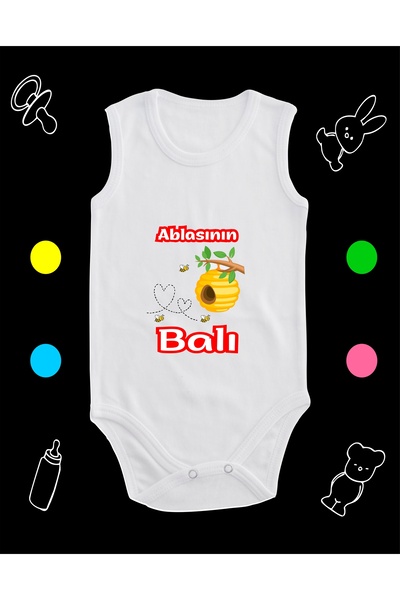enmalife Sister's Honey Printed Cotton Combed Cotton Snap Fastener Baby Bodysuit