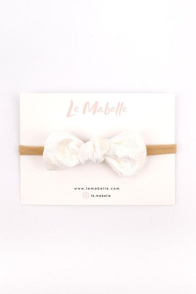 Le Mabelle Λευκό βελούδινο φιόγκο για κορίτσια