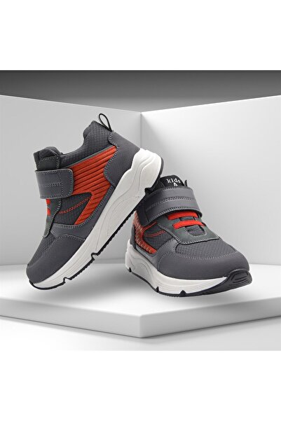 kids A more Stewart Tek Cırtlı Ve Lastikli Deri Erkek Çocuk Bot Füme