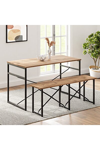 eportatif Masa Takımı Bench Bank Masa Seti 120x60 Masa Mutfak Masası Yemek Ma...