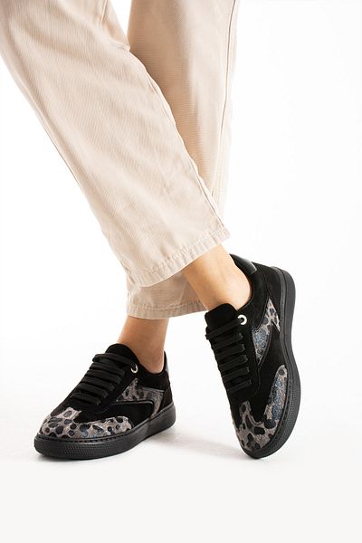 La Limar adidași de damă din piele intoarsa neagra leopard negru