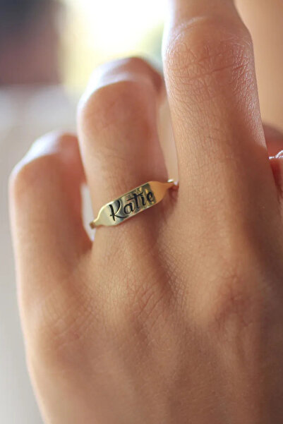 Glorria Kişiye Özel İsimli Minimal Bar Gümüş Yüzük