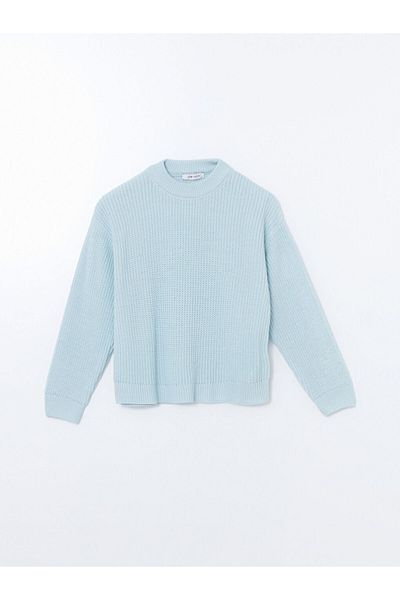 LC Waikiki Lcw Vision Blue Crew Neck Oversize Women's Knitwear Sweater