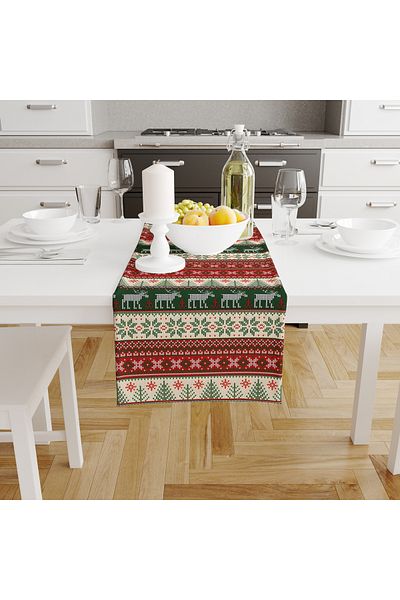 Filamente Christmas Patterned Digital Printed Runner - New Year 140X40 cm