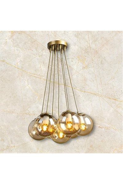 VENON 7-Piece Tolded Case Honey Globe Glass Pendant Chandelier Sport Chandelier Room Chandelier