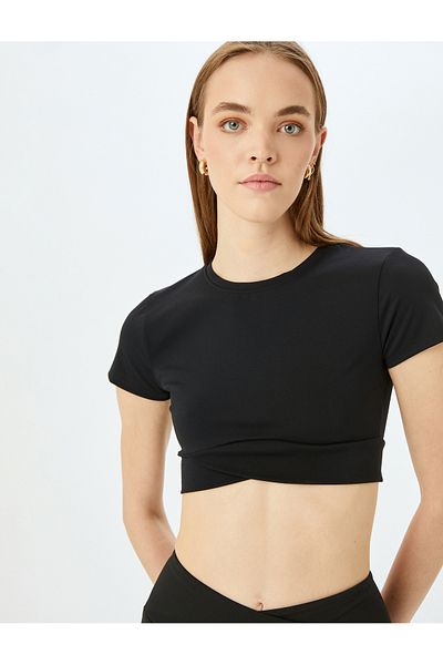 Koton Αθλητικό μπλουζάκι Crop Crew Neck Basic Slim Fit