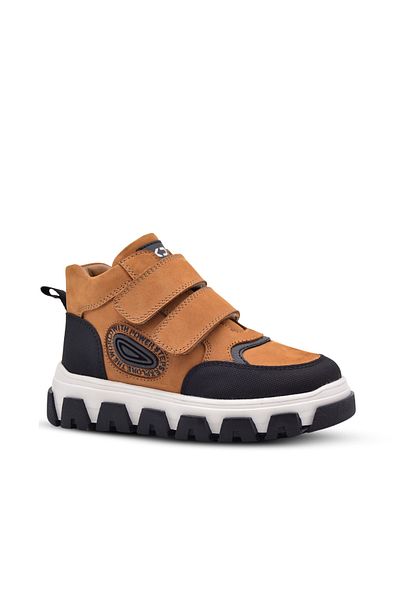 kids A more Toscana Double Velcro Genuine Leather Boy's Boots Tan Color
