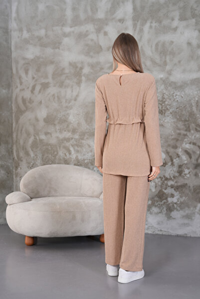 Miss Dünya Lissa Ruffle Detailed Winter Wrapped Cloth Pocket Maternity and Maternity Top Tunic Set