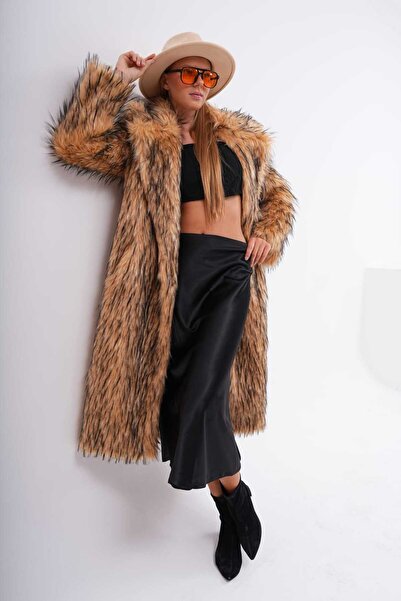 NAVY Racun Full Length Furry Coat
