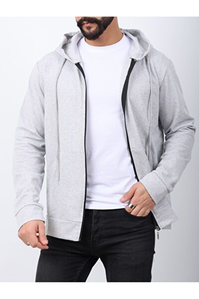 MERTEX Erkek Sweatshirt Önden fermuarlı Kanguru cepli Kapişonlu  2 iplik Mevsimlik Rahat kalıp