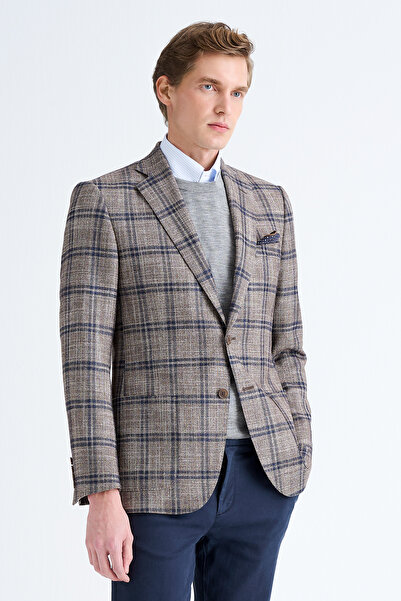 Edwards Erkek Bej Delfino Yün İpek Kaşmir Karışımlı Ceket