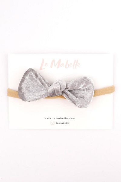 Le Mabelle Gray Velvet Bow Girl's Hair Band