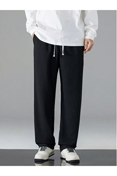 yx yustex sport Μαύρο ανδρικό παντελόνι φόρμας - ίσια γραμμή, casual και άνετο