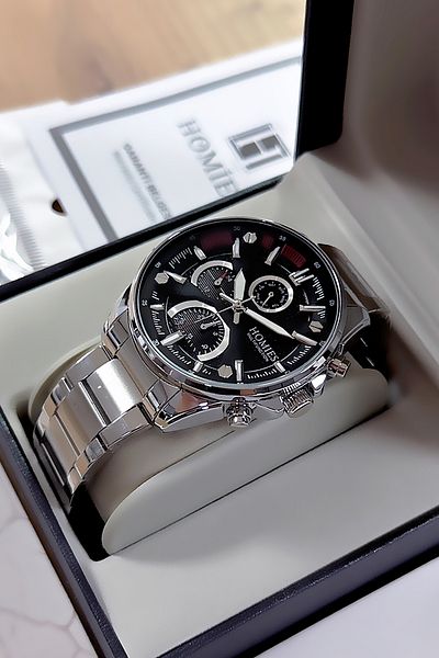 Homies Men's Multifunction Wristwatch - 3 Atm Waterproof with Silver Color Steel Band Gift Bracelet Hme2035C3