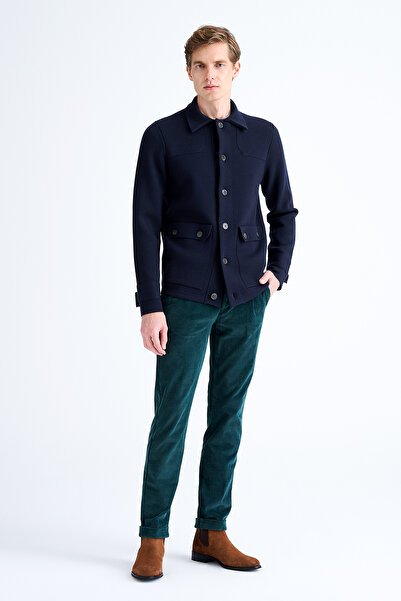 Edwards Erkek Lacivert Düğmeli Cep Detaylı Yün Hırka