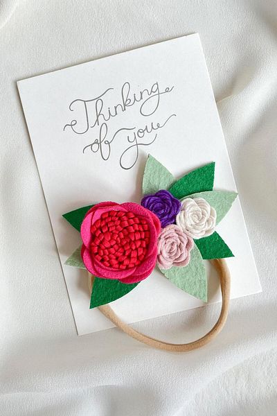 Le Mabelle Fuchsia Flower Patterned Garden Felt Hair Band