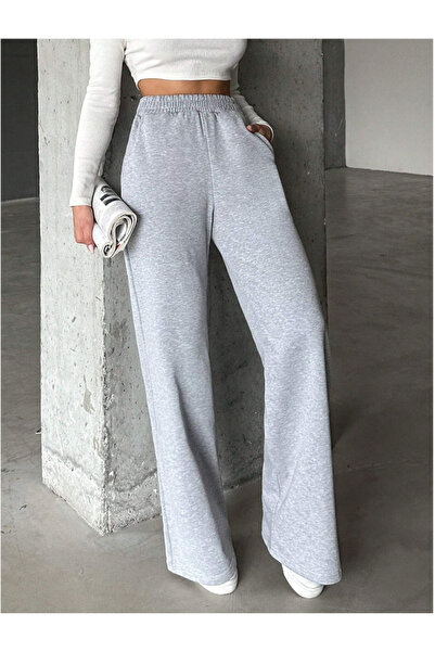 yx yustex sport Γυναικείο γκρι ίσιο παντελόνι αθλητικής φόρμας από άνετο ύφασ...