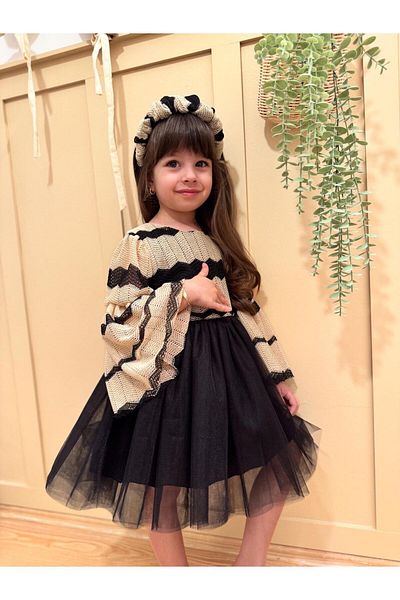 Butik Rochie pentru fetiță cu fundă și împletitură cu tutu