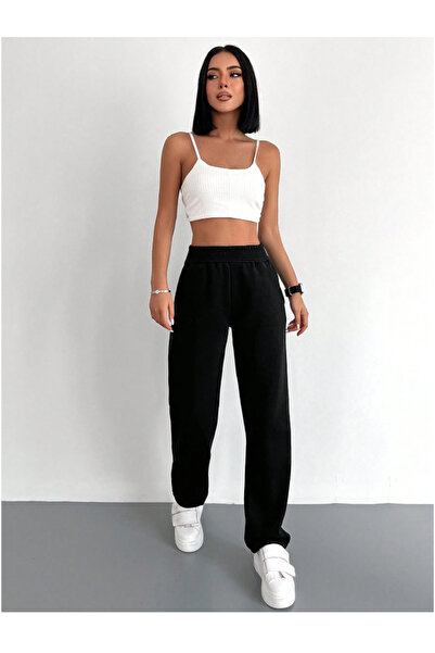yx yustex sport Γυναικεία Μαύρα Φαρδιά Παντελόνια Φόρμας - Casual και Άνετα