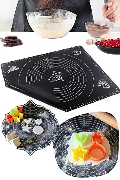 Rosemor Silikon Hamur Açma Matı Ölçülü Isıya Dayanıklı Hamur Yoğurma Matı Renkli Mutfak Pasta Fırın Altlığı