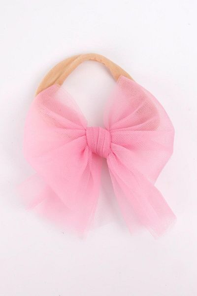 Le Mabelle Pink Tulle Bow Hair Band