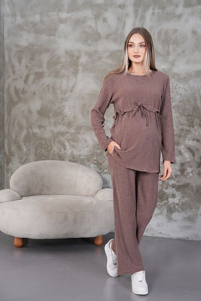 Miss Dünya Lissa Ruffle Detailed Winter Wrapped Cloth Pocket Maternity and Maternity Top Tunic Set