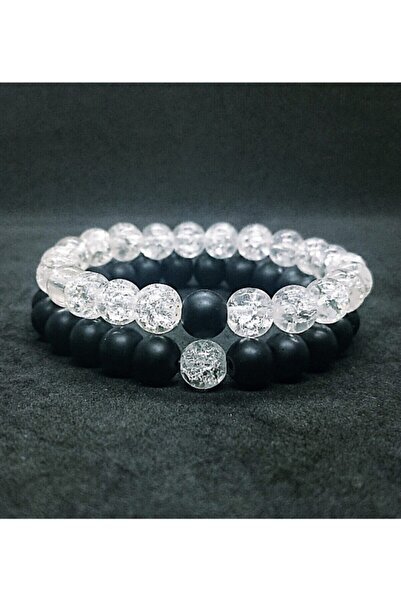 LADIN DOGALTAŞ Lover Bracelet Onyx & Nude Crystal Bracelet